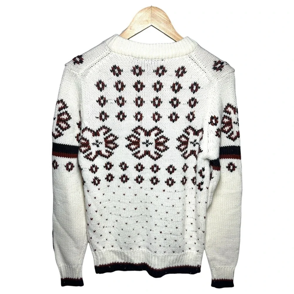 Atkinson Cream Size M Fair Isle Knit Sweater‎ Women's Long Sleeve Crew Neck